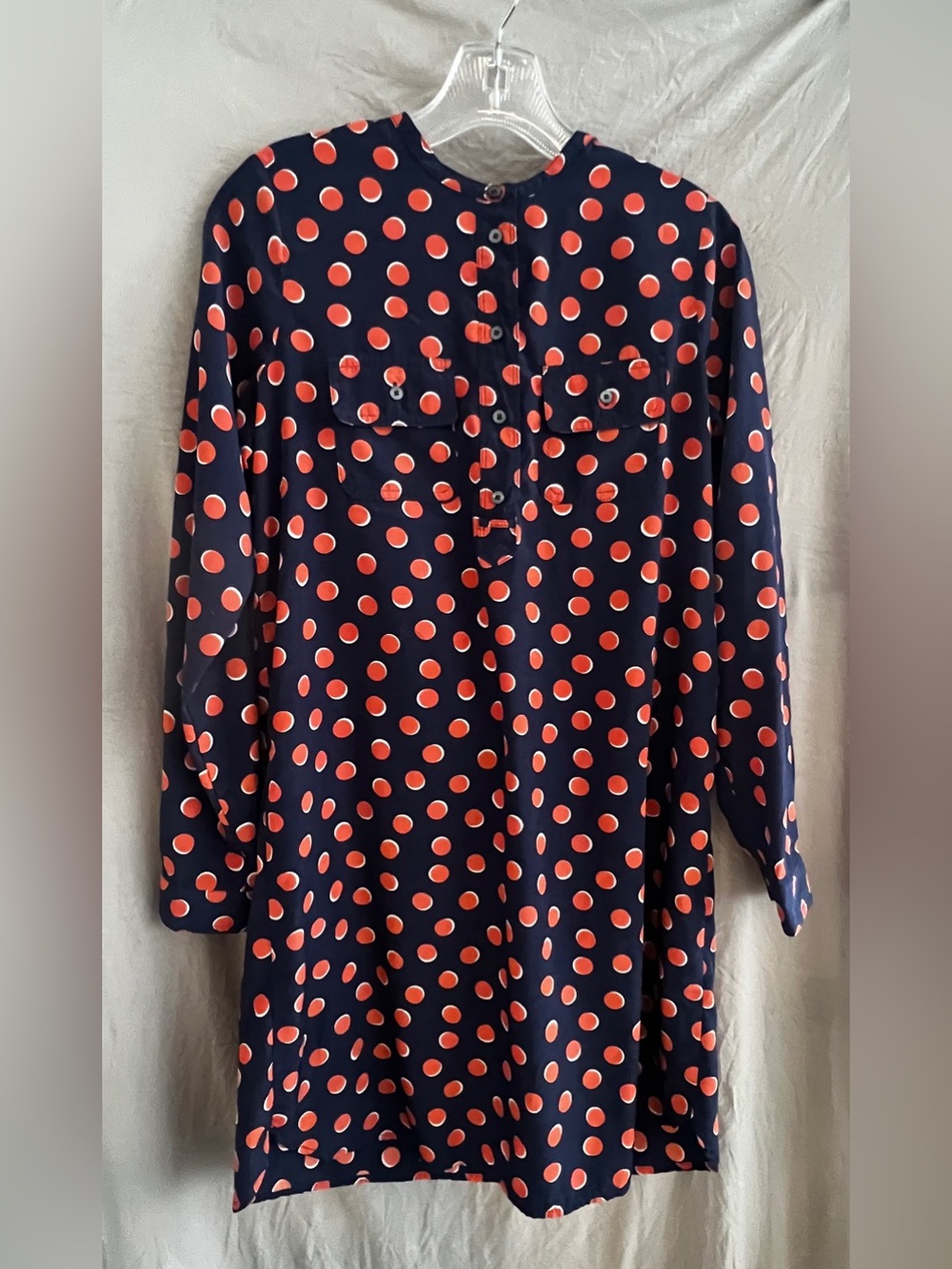 GAP Navy Shirtdress with Bright Orange Polka Dots